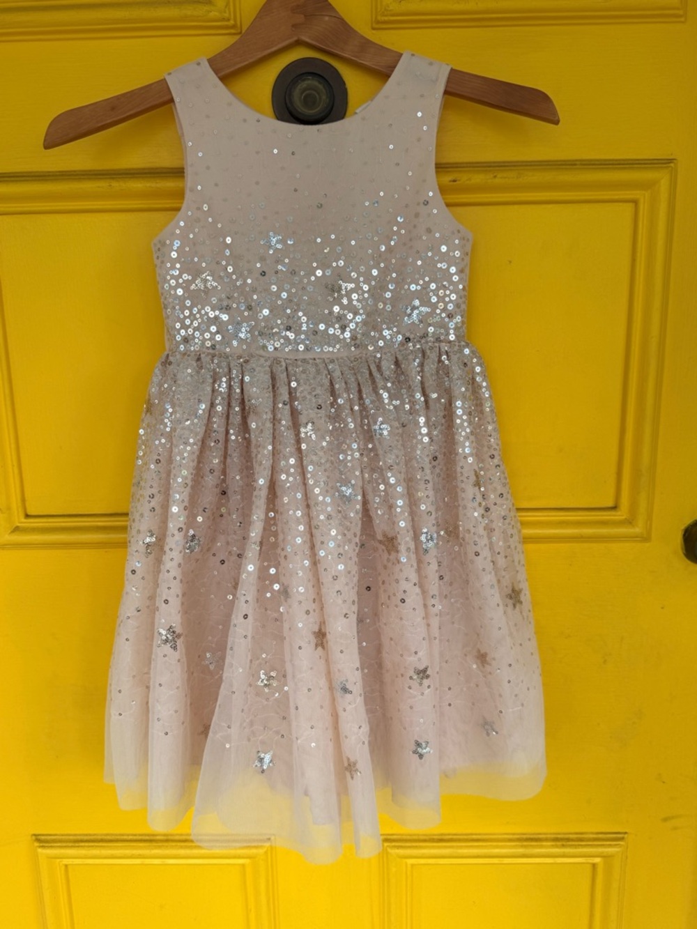 All the Sequins Girls' Blush Pink Tulle Dress